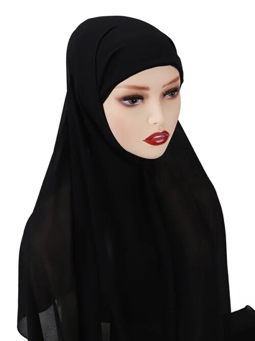 Hijab en mousseline de soie pour femmes, voile instantané