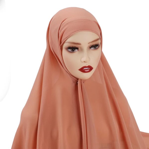 Hijab en mousseline de soie pour femmes, voile instantané