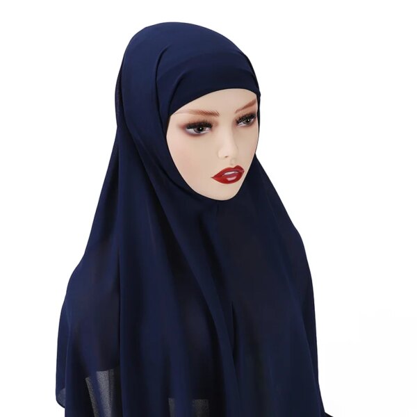 Hijab en mousseline de soie pour femmes, voile instantané