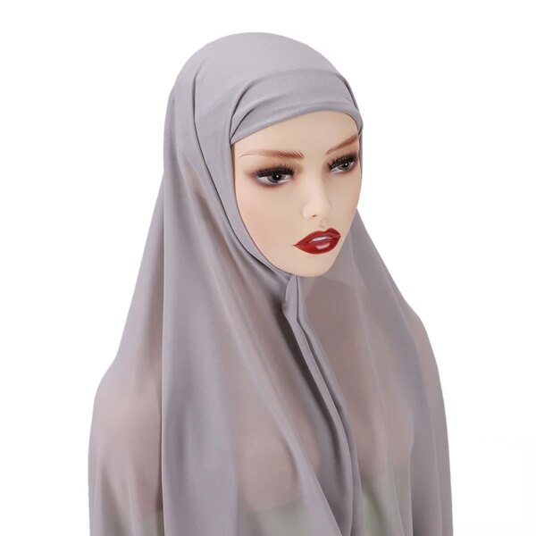 Hijab en mousseline de soie pour femmes, voile instantané