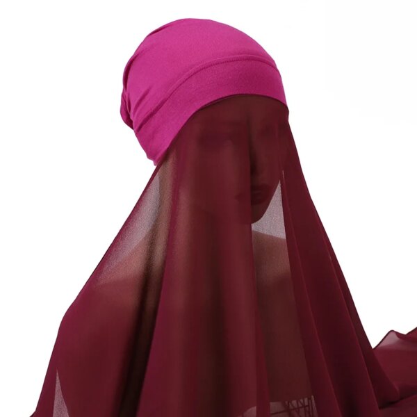 Hijab en mousseline de soie pour femmes, voile instantané