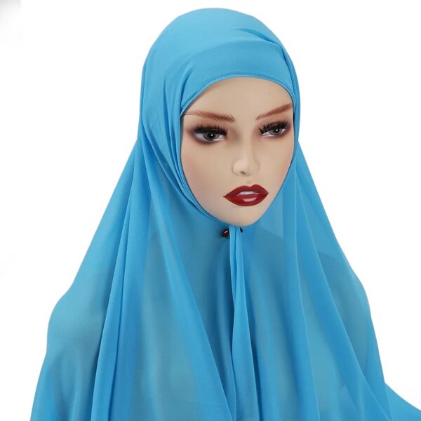 Hijab en mousseline de soie pour femmes, voile instantané