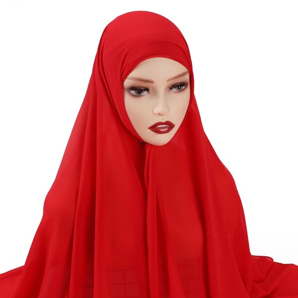 Hijab en mousseline de soie pour femmes, voile instantané