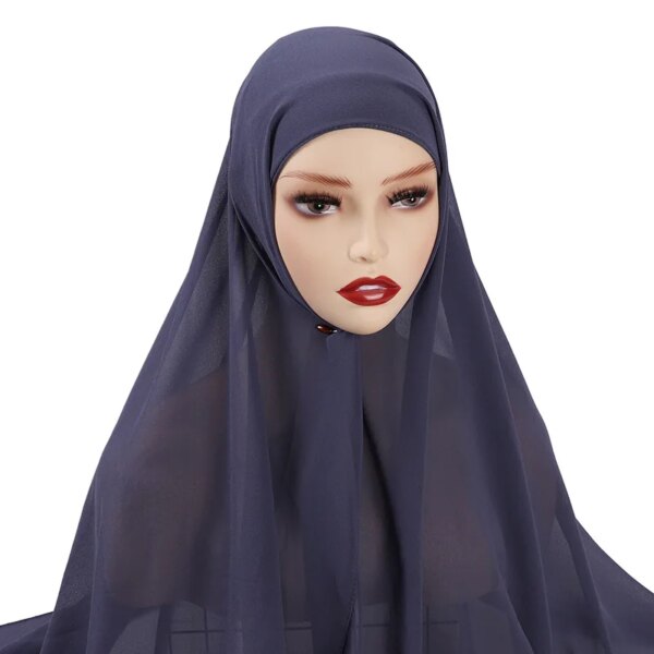 Hijab en mousseline de soie pour femmes, voile instantané