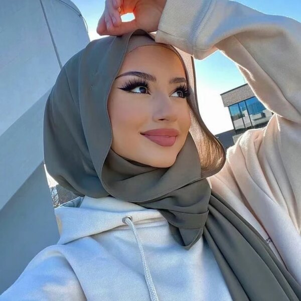 Foulard Hijab en mousseline de soie pour Femme, voile musulman