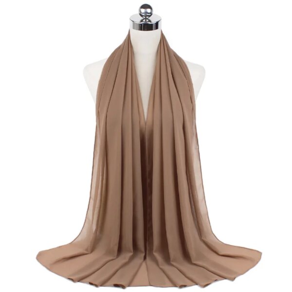 Foulard Hijab en mousseline de soie pour Femme, voile musulman