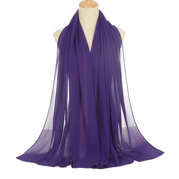 Foulard Hijab en mousseline de soie pour Femme, voile musulman