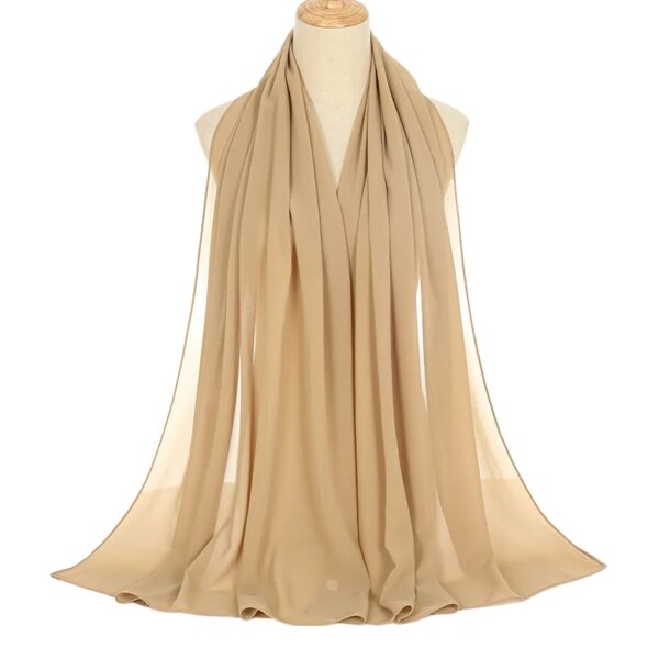 Foulard Hijab en mousseline de soie pour Femme, voile musulman