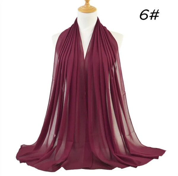 Foulard Hijab en mousseline de soie pour Femme, voile musulman