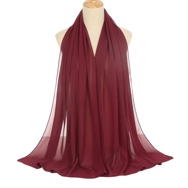 Foulard Hijab en mousseline de soie pour Femme, voile musulman