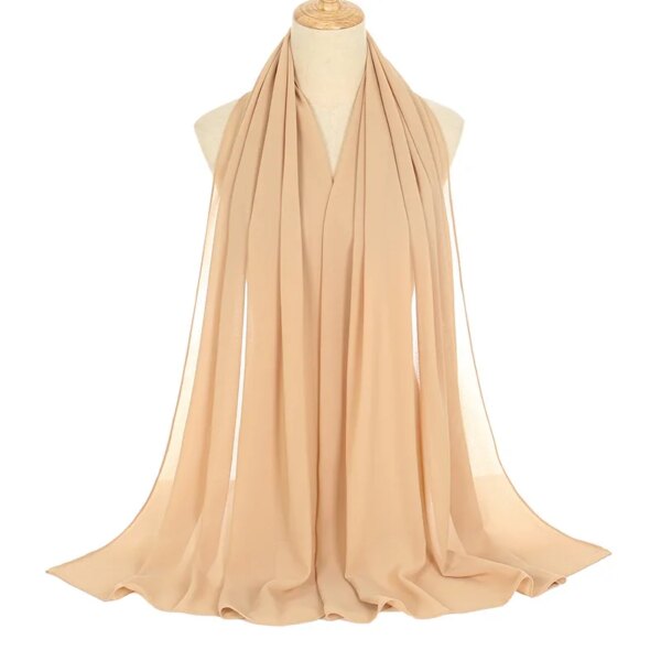 Foulard Hijab en mousseline de soie pour Femme, voile musulman