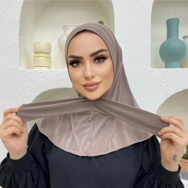 Hijab pour femmes musulmanes, casquette, couverture complète, fermeture à pression