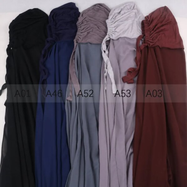 Hijab en mousseline de soie pour femmes musulmanes, avec Bonnet