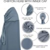 Hijab en mousseline de soie pour femmes musulmanes, avec Bonnet