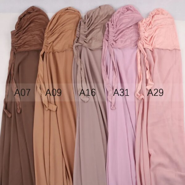 Hijab en mousseline de soie pour femmes musulmanes, avec Bonnet