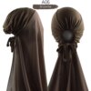 12464-4c7c5a.jpg Hijab en mousseline de soie pour femmes musulmanes, avec Bonnet