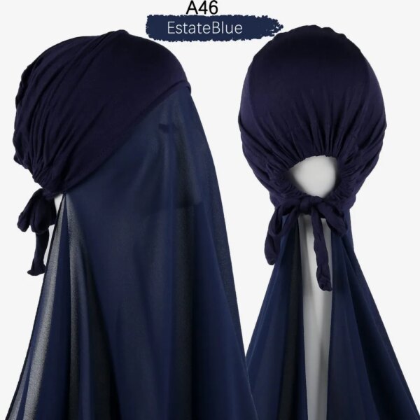 12479-ac1ddf.jpg Hijab en mousseline de soie pour femmes musulmanes, avec Bonnet