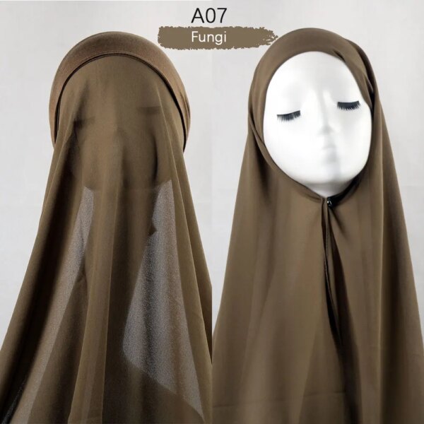 Hijab en mousseline de soie pour femmes musulmanes, avec Bonnet