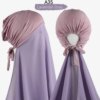 Hijab en mousseline de soie pour femmes musulmanes, avec Bonnet