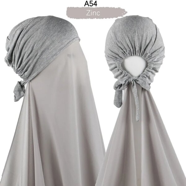 Hijab en mousseline de soie pour femmes musulmanes, avec Bonnet