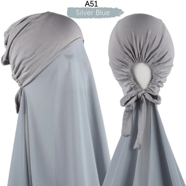 Hijab en mousseline de soie pour femmes musulmanes, avec Bonnet