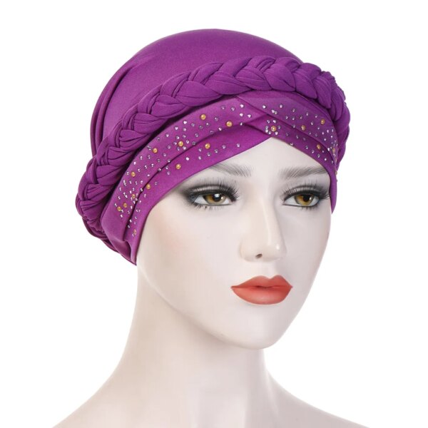 hijab Foulard de tête pour femmes musulmanes, Turban en coton solide
