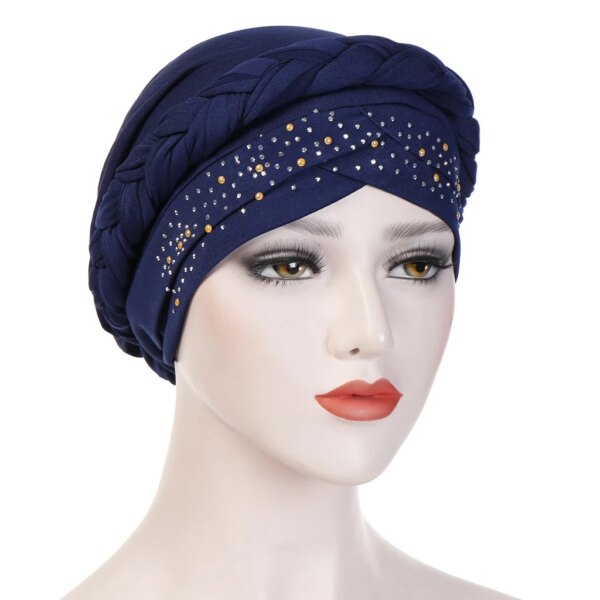 hijab Foulard de tête pour femmes musulmanes, Turban en coton solide