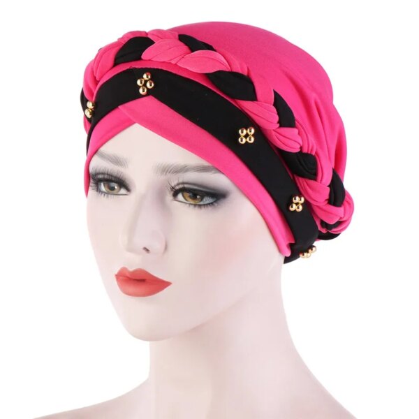 hijab Foulard de tête pour femmes musulmanes, Turban en coton solide