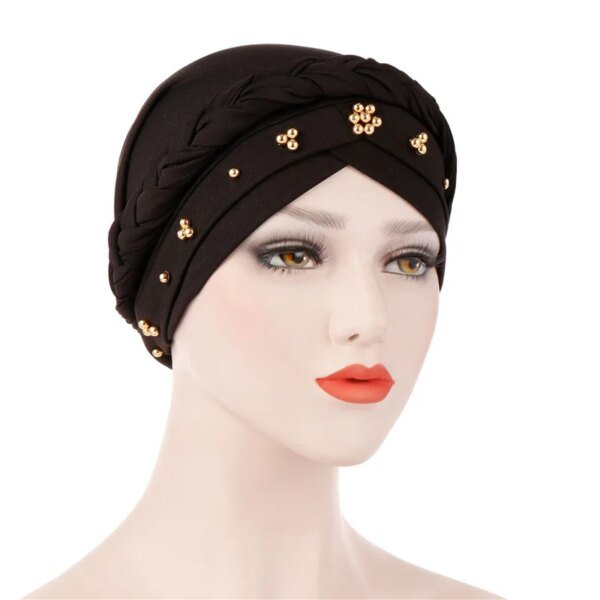 hijab Foulard de tête pour femmes musulmanes, Turban en coton solide