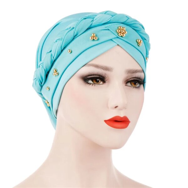 hijab Foulard de tête pour femmes musulmanes, Turban en coton solide