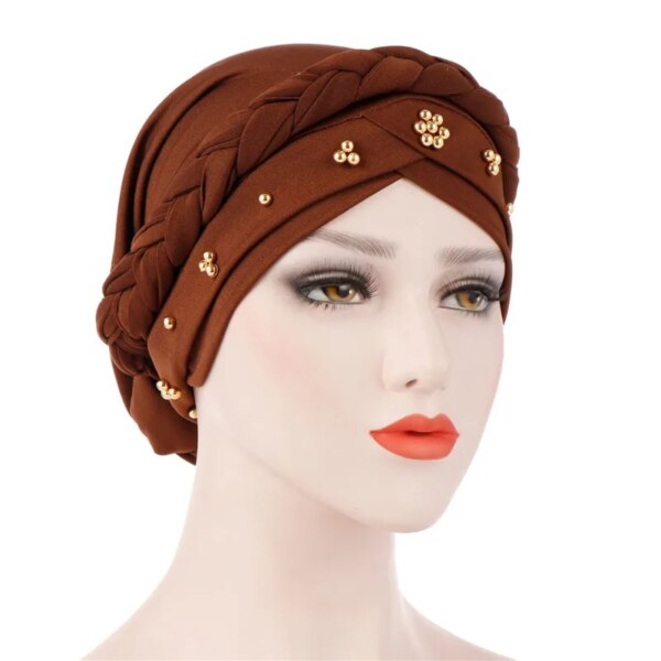 hijab Foulard de tête pour femmes musulmanes, Turban en coton solide