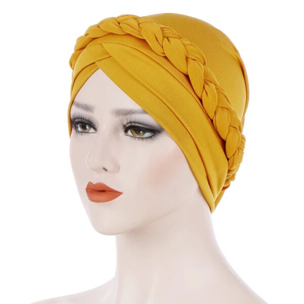 hijab Foulard de tête pour femmes musulmanes, Turban en coton solide