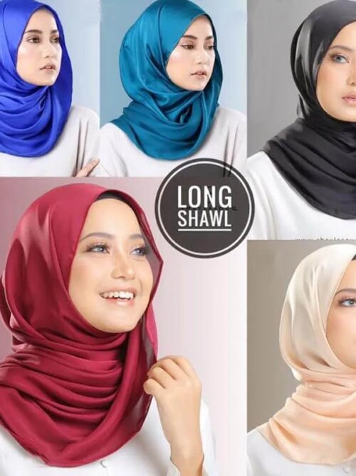 12714-354143.jpg Hijab Foulard en Satin de soie uni pour femmes, voile de couleur unie, Long châles pour femmes