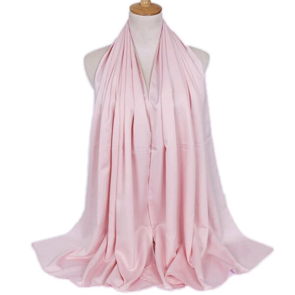 Hijab Foulard en Satin de soie uni pour femmes, voile de couleur unie, Long châles pour femmes