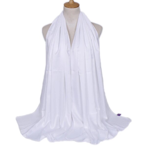 Hijab Foulard en Satin de soie uni pour femmes, voile de couleur unie, Long châles pour femmes