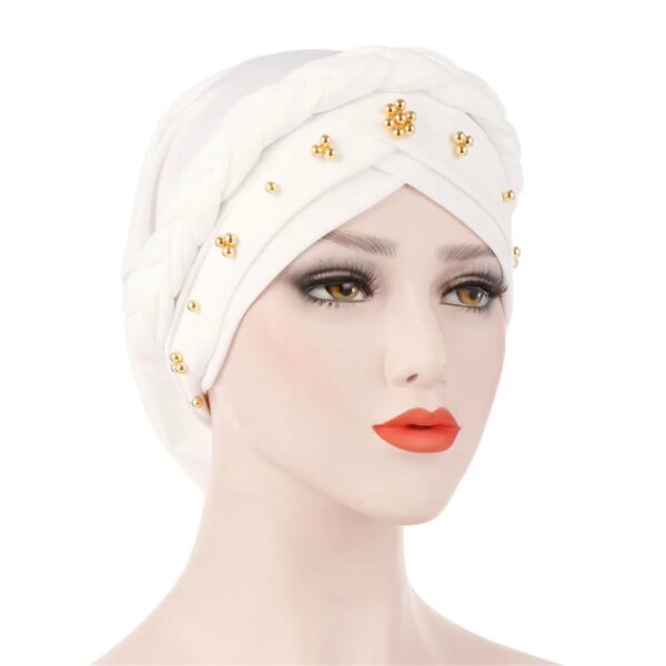 Turban en coton tressé pour femmes musulmanes