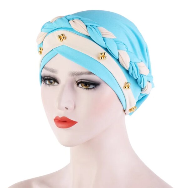Turban en coton tressé pour femmes musulmanes
