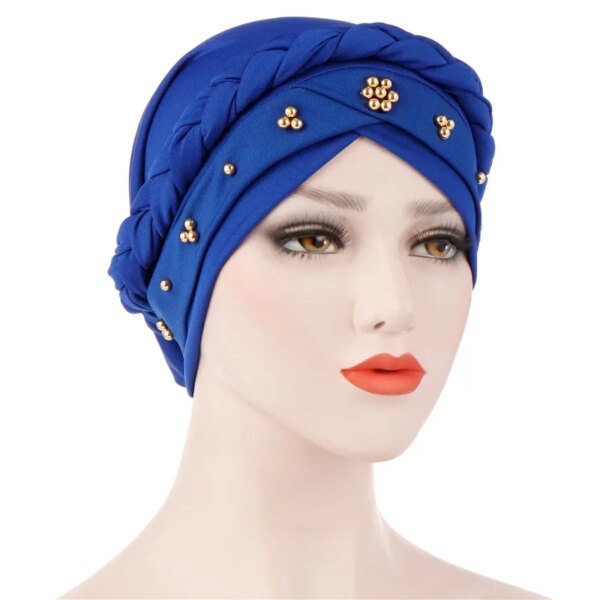 Turban en coton tressé pour femmes musulmanes