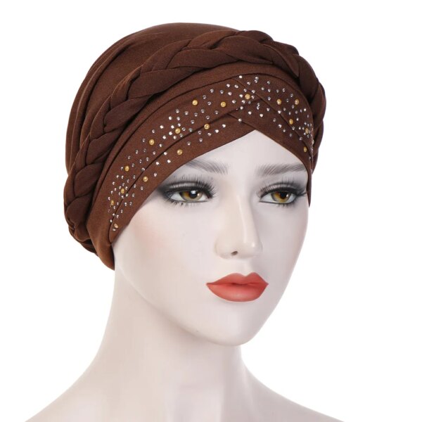 Turban en coton tressé pour femmes musulmanes