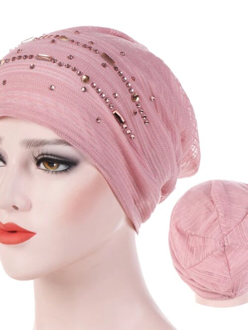 hijab Turban d'été en dentelle fine pour femmes musulmanes