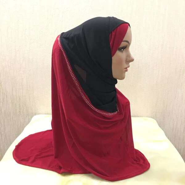 Hijab en strass pour femmes musulmanes, 1 pièce, couverture complète
