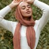 Hijab musulman pour femmes, écharpe froissée en coton doux, couleur unie