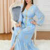 Abaya robe de soirée pour femmes, imprimé dubaï, manches longues