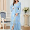Abaya robe de soirée pour femmes, imprimé dubaï, manches longues