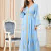Abaya robe de soirée pour femmes, imprimé dubaï, manches longues