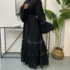 Abaya dubai – Robe Hijab en maille perlée pour femmes, vêtements islamiques