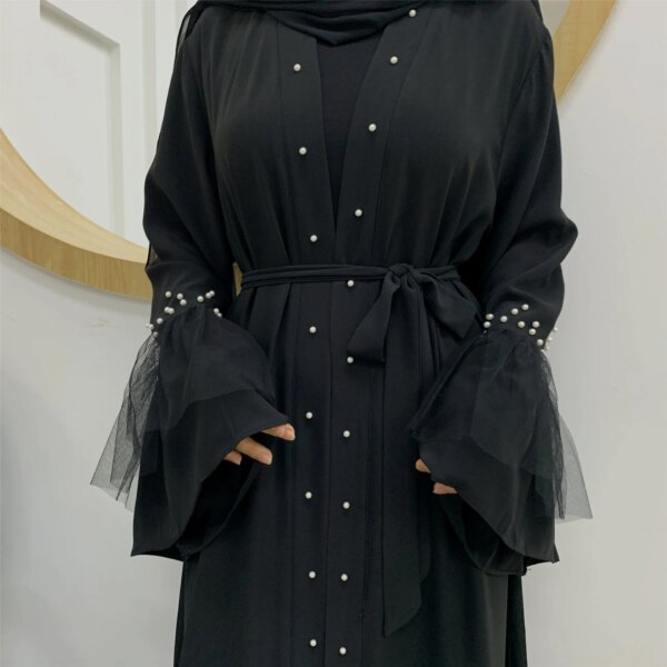 Abaya dubai – Robe Hijab en maille perlée pour femmes, vêtements islamiques