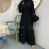 Abaya dubai – Robe Hijab en maille perlée pour femmes, vêtements islamiques
