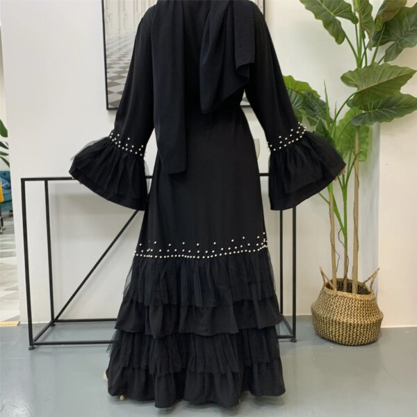 Abaya dubai – Robe Hijab en maille perlée pour femmes, vêtements islamiques