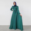 Robe musulmane en Satin plissé pour femmes, caftan élégant de couleur Pure